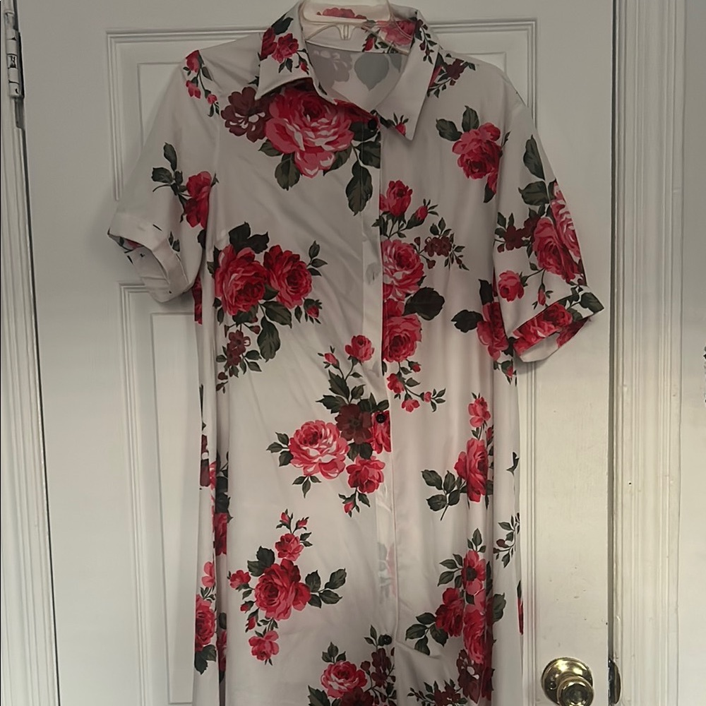 SHEIN Floral Maxi Dress - Red and White